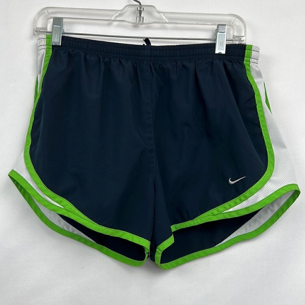 Nike Navy and green athletic running shorts size medium E UC